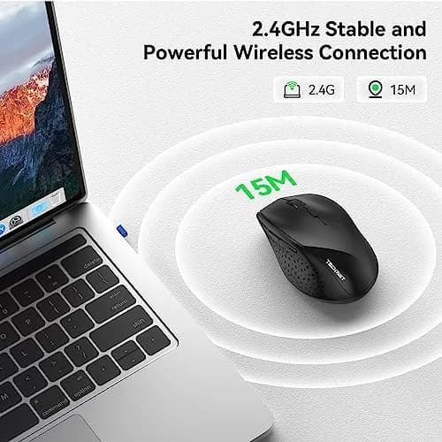 TECKNET 2.4G Wireless Mouse, 4800 DPI Ergonomic Computer Mouse, USB, Black | 6 Buttons, 30-Month Battery thumbnail 4