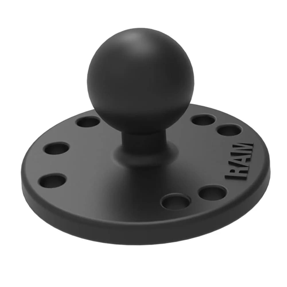 RAM MOUNTS Round Plate Ball Base with 1" Ball & AMPS Pattern | Marine-Grade Aluminum Mount for GPS Devices - main product image