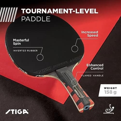 STIGA Evolution Performance Ping Pong Paddle - 6-ply Light Blade - 2mm Tournament-Approved Premium Sponge - Flared Handle for Next-Gen Grip & Control - Performance Table Tennis Racket thumbnail 2
