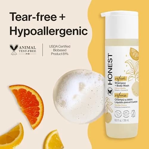 The Honest Company 2-in-1 Cleansing Shampoo + Body Wash | Citrus Vanilla Refresh, 295ml (10 fl oz) | Gentle, Tear-Free, Hypoallergenic thumbnail 2