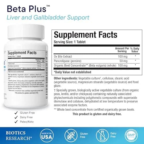 BIOTICS RESEARCH Beta-Plus™ Nutritional Ox Bile Salts 90 Count | Supports Fat Digestion & Liver Function thumbnail 2