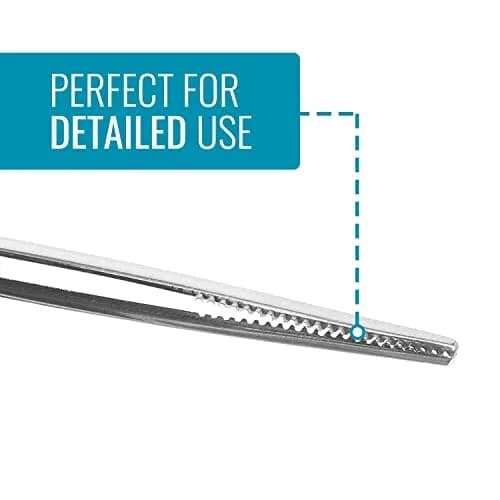 MABIS Stainless Steel Dressing Forceps 5.5 Inch | Serrated Thumb Grip for Precise Medical & First Aid Tasks thumbnail 6