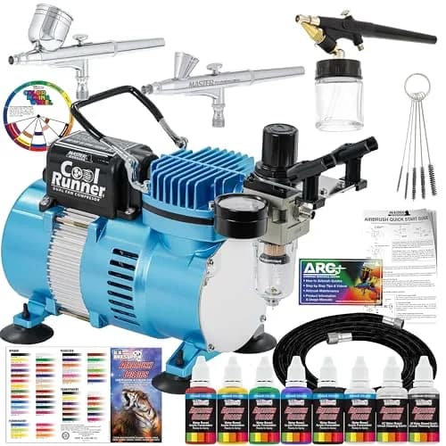 Master Airbrush Cool Runner II Air Brush Kit with Air Compressor Dual Fan | Professional Painting System for Artists & Hobbyists thumbnail 1