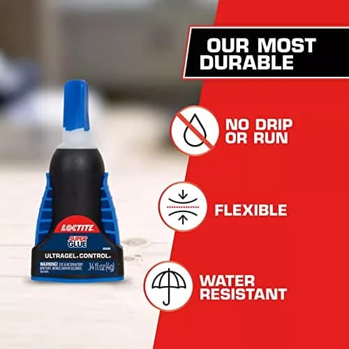 Loctite Super Glue Ultra Gel Control 0.14 fl oz (4 ml) | Rubber Toughened Instant Adhesive for Tough Repairs thumbnail 4