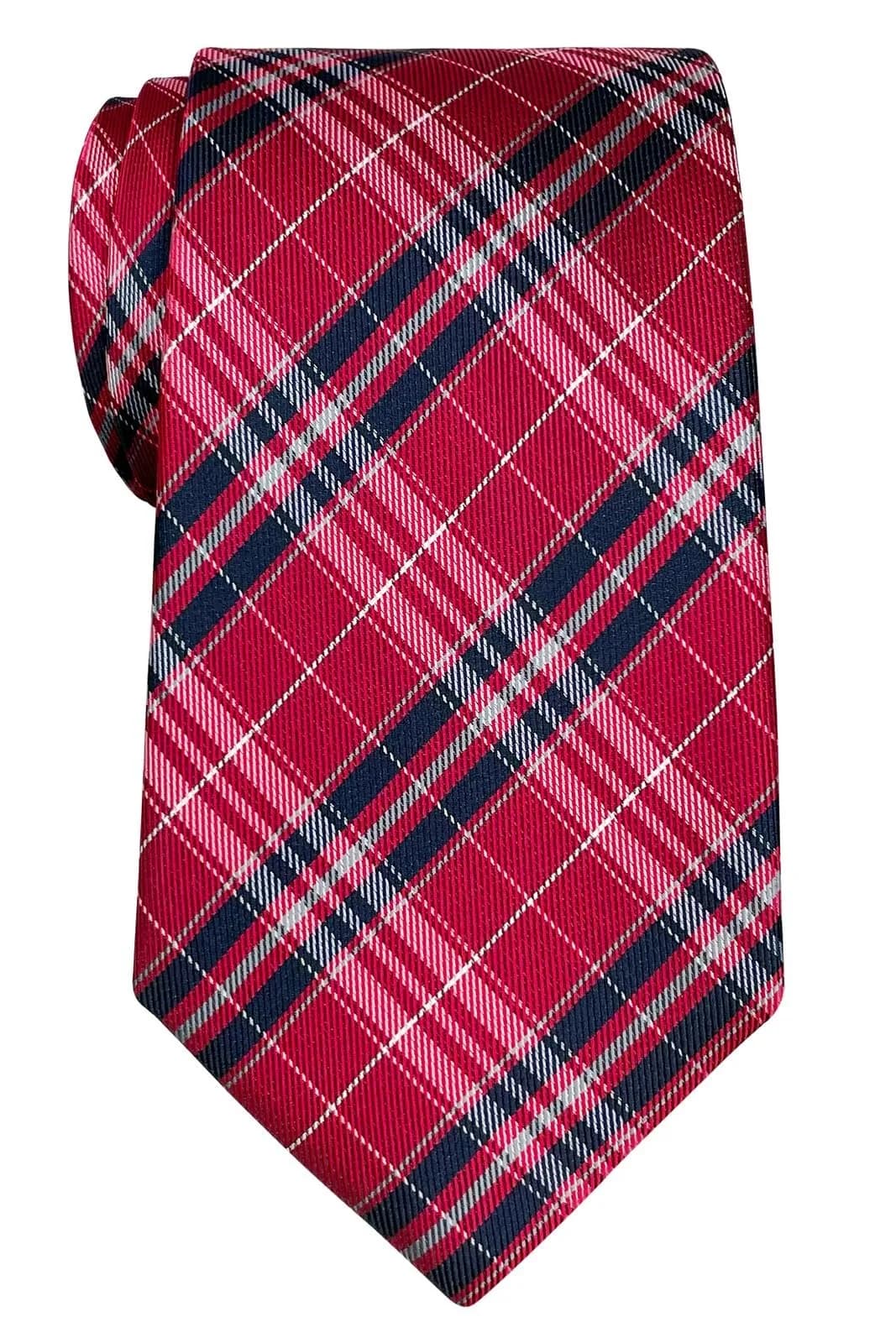 Retreez Plaid Checkered Men's Tie Black and White | 8 cm (3.15 inches) Wide — Red and Navy Blue
