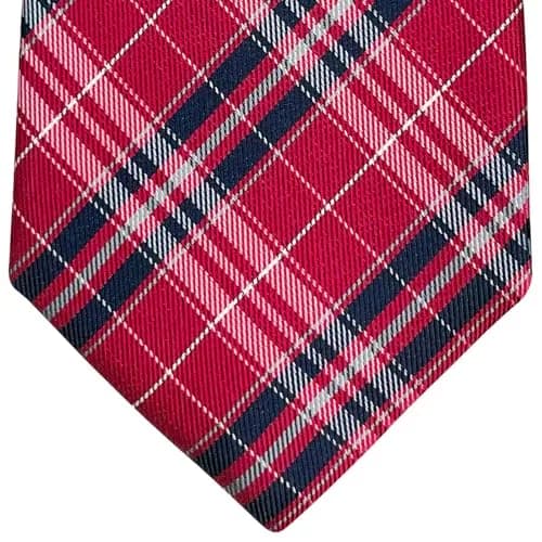 Retreez Plaid Checkered Men's Necktie - Red and Navy Blue, 8cm (3.15") Width, 148cm (58") Length thumbnail 4