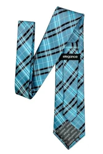 Retreez Plaid Checkered Men's Tie - Turquoise and Black | 8cm (3.15") Width, 148cm (58") Length thumbnail 5