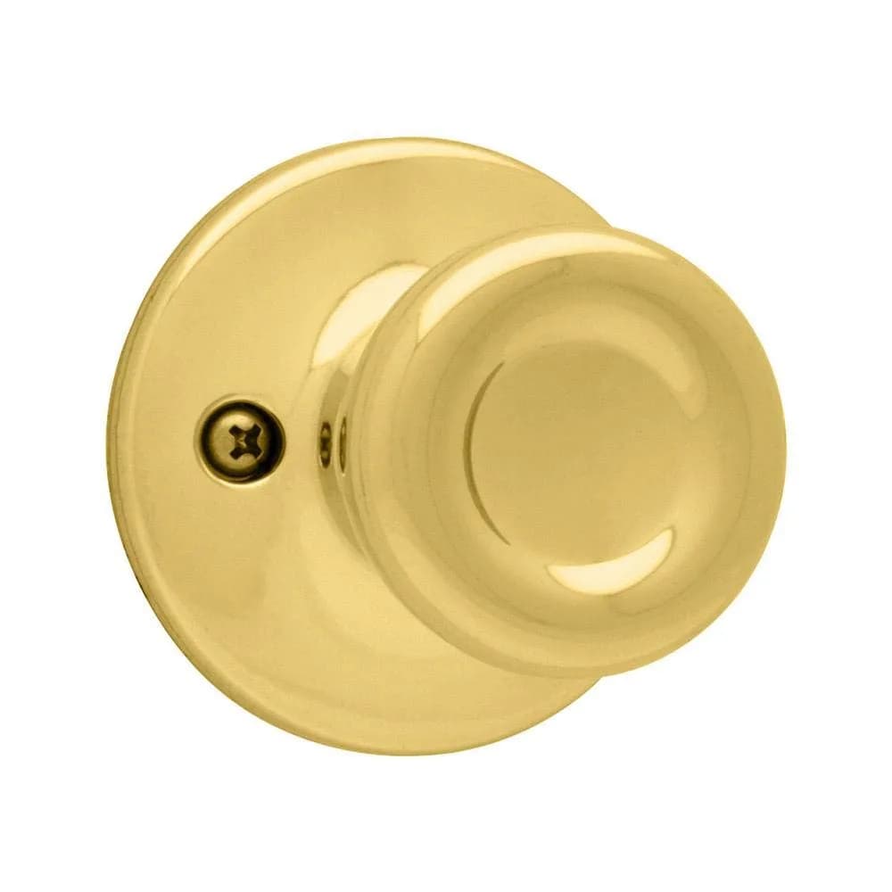 Kwikset Tylo Dummy Door Knob Polished Brass 1 Count | Interior Push/Pull Handle for Closets and French Doors