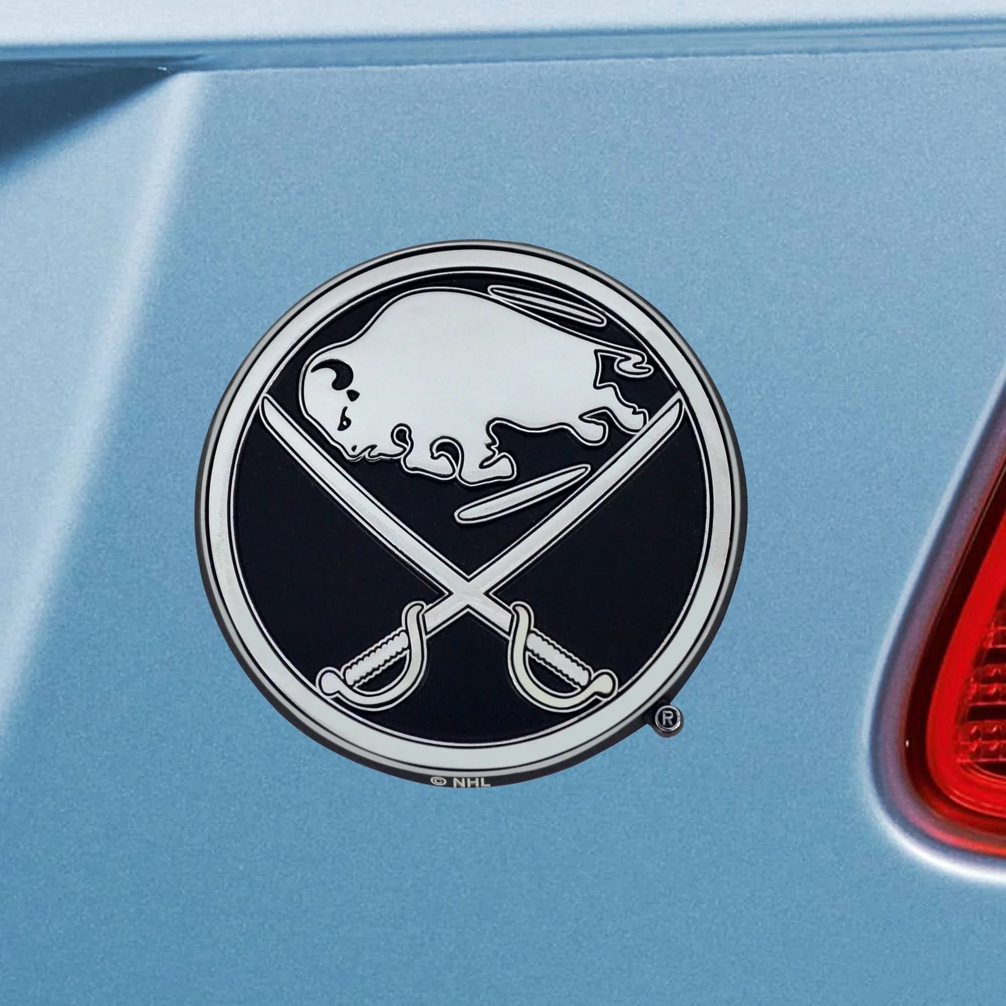FANMATS NHL Buffalo Sabres Chrome Metal Emblem | 3"x3" Heavy Duty, 3D Logo, Easy Peel & Stick, Weather-Resistant Vehicle Badge - main product image