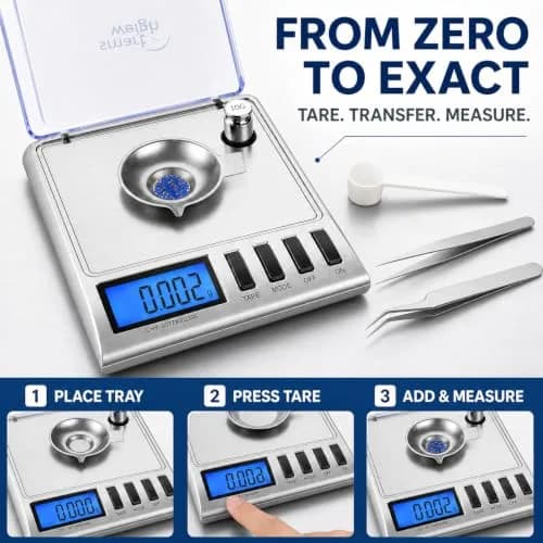 Smart Weigh GEM20 Milligram Jewelry Scale 20g x 0.001g | Precision Digital Scale with USB-C & AAA Power thumbnail 4