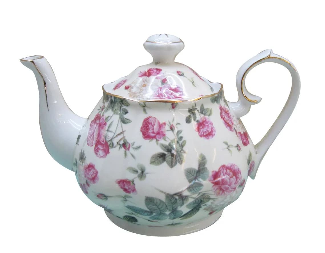 Gracie China Rose Chintz Porcelain 4.5-Cup Teapot Pink Rose Bouquet | Elegant Porcelain Tea Ware - main product image