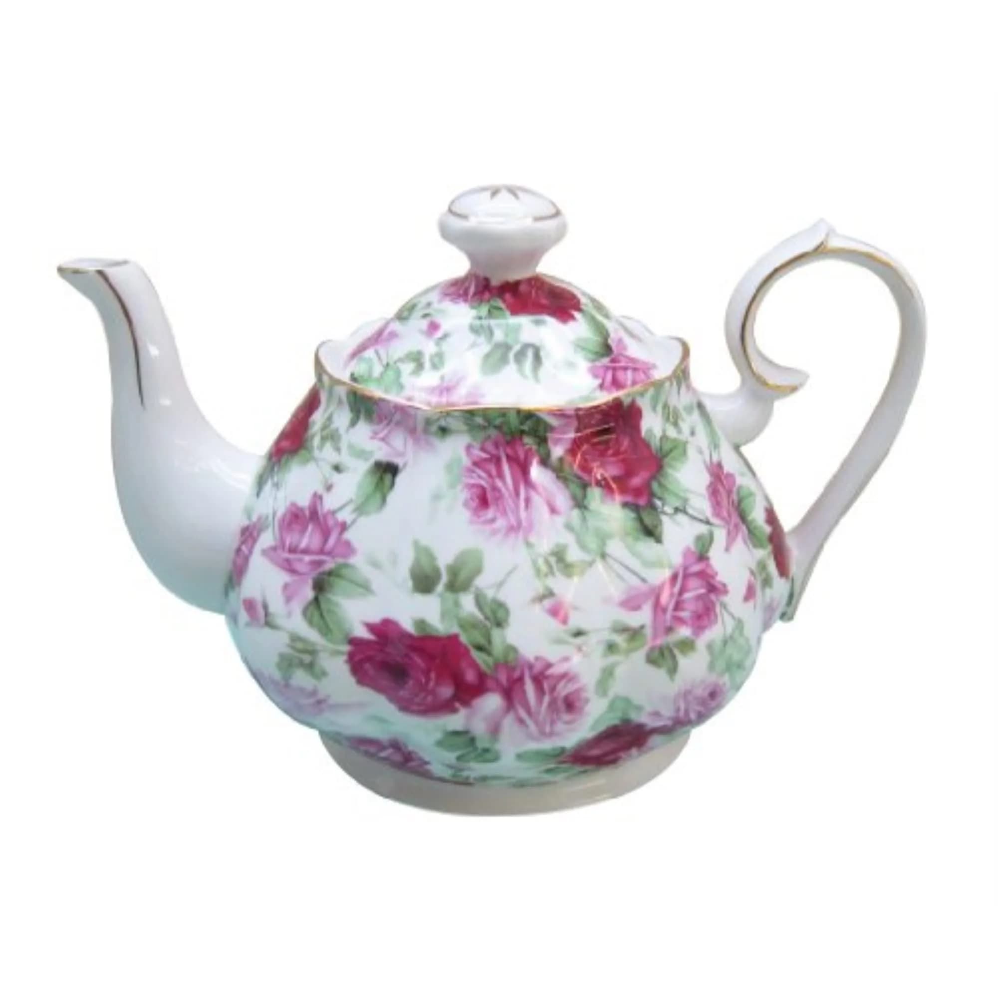 Gracie China Rose Chintz Porcelain 4.5-Cup Teapot Pink Summer Rose | Elegant Tea Service for India - main product image