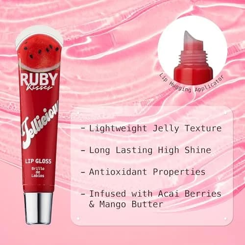 Ruby Kisses Jellylicious Lip Gloss 1 Count Juicy Lip Service | High-Shine, Non-Sticky Hydrating thumbnail 2