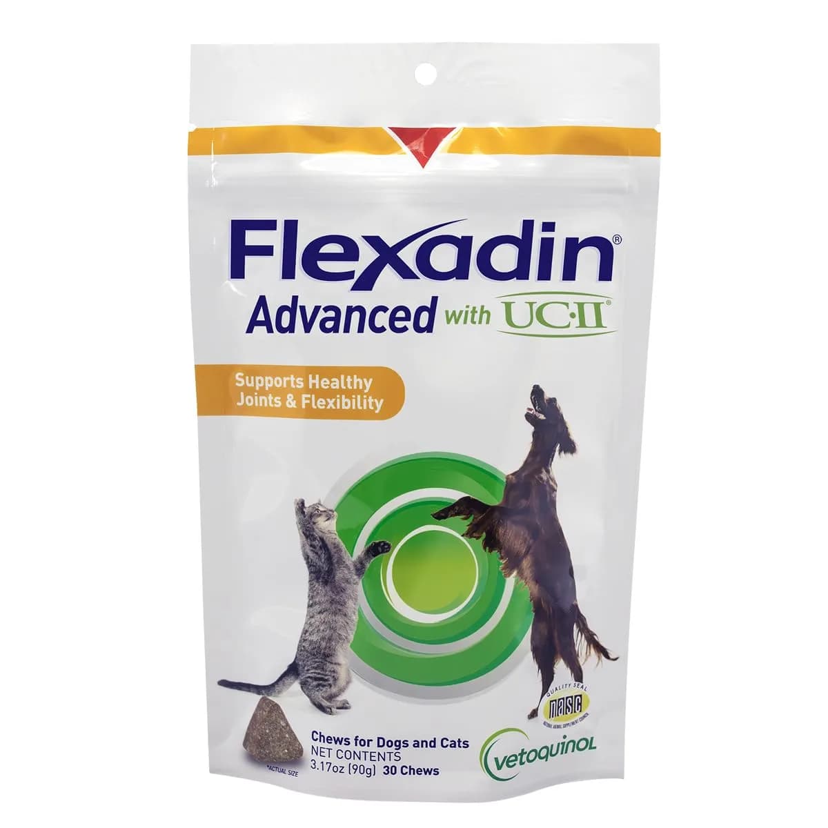 Vetoquinol Flexadin Advanced Hip and Joint Supplement for Dogs & Cats with Undenatured Collagen, 30 Soft Chews | Vet-Approved Formula for Joint Support