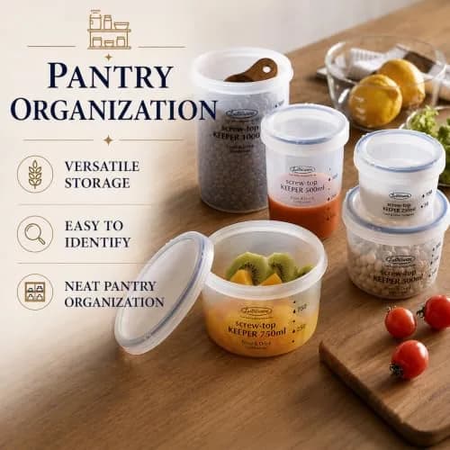 Lustroware Airtight Food Storage Containers with Lids, Set of 3 (17oz, 34oz, 50.7oz) | Nestable BPA-Free Canisters for Pantry Organization thumbnail 3
