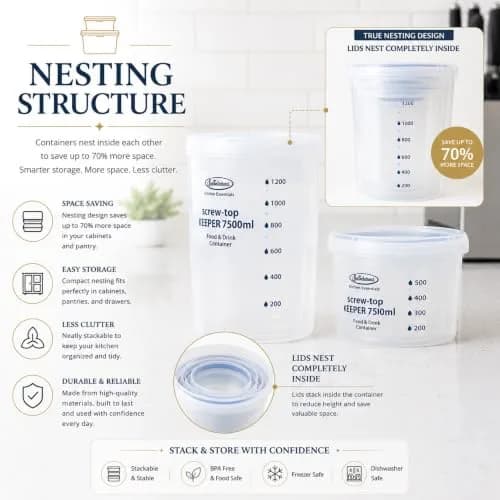 Lustroware Airtight Food Storage Containers with Lids, Set of 3, BPA-Free | Nestable, Leak-Proof, Microwave & Dishwasher Safe thumbnail 9