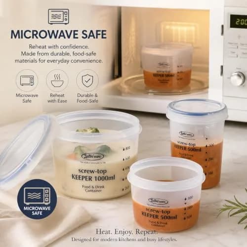 Lustroware Airtight Food Storage Containers with Lids, Set of 3, BPA-Free | Nestable, Leak-Proof, Microwave & Dishwasher Safe thumbnail 3