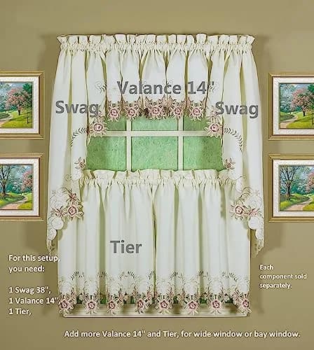 Today's Curtain Verona Reverse Embroidery Swag Window Tier 38cm (15in) x 60cm (24in) | Light-Filtering Polyester thumbnail 6
