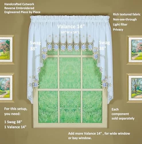 Today's Curtain Verona Reverse Embroidery Valance 36cm (14") | Light-Filtering Window Topper thumbnail 5