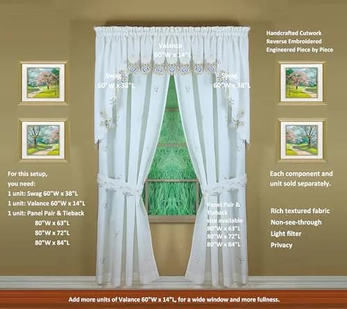 Today's Curtain Verona Reverse Embroidery Valance 36cm (14") | Light-Filtering Window Topper thumbnail 7