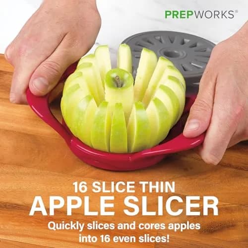 Progressive PrepWorks Apple Slicer and Corer, Red | 16 Thin Apple Slices, Safe & Efficient thumbnail 2