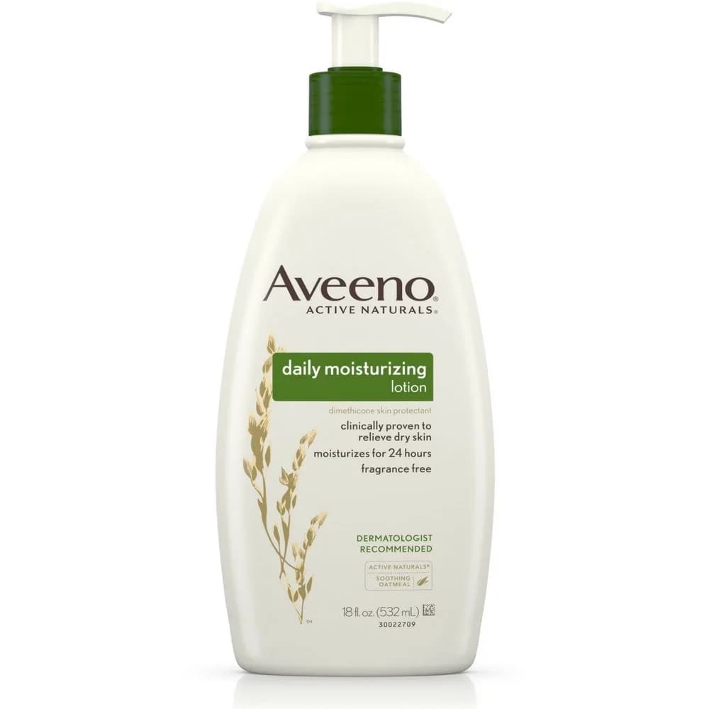 Aveeno Daily Moisturizing Lotion, Fragrance-Free, 54 fl oz (18 oz Pack of 3) | Improves Dry Skin Health in 1 Day - main product image