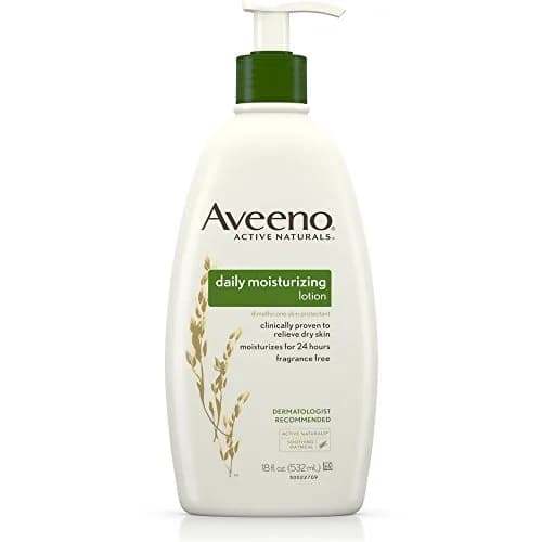 Aveeno Daily Moisturizing Lotion, Fragrance-Free, 54 fl oz (18 oz Pack of 3) | Improves Dry Skin Health in 1 Day thumbnail 1