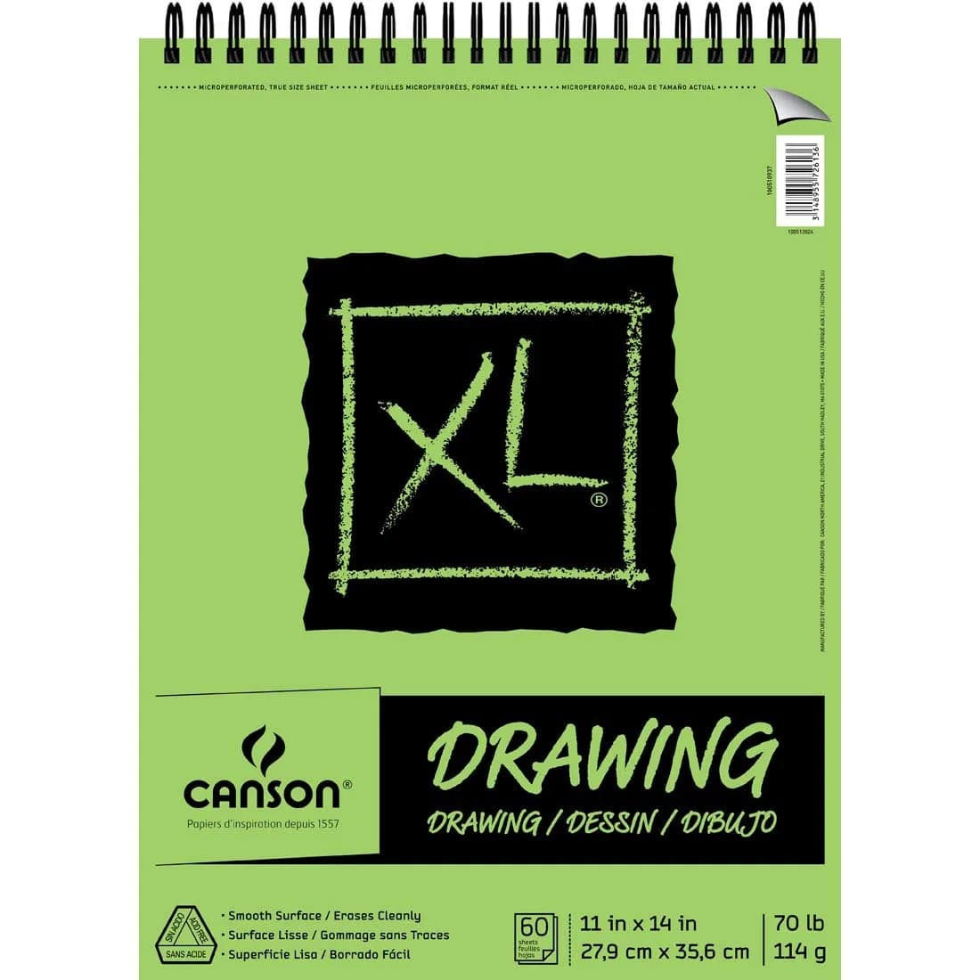 Canson XL Series Drawing Paper Pad, 11x14 in | Smooth surface erases cleanly, acid-free, 60 sheets - main product image