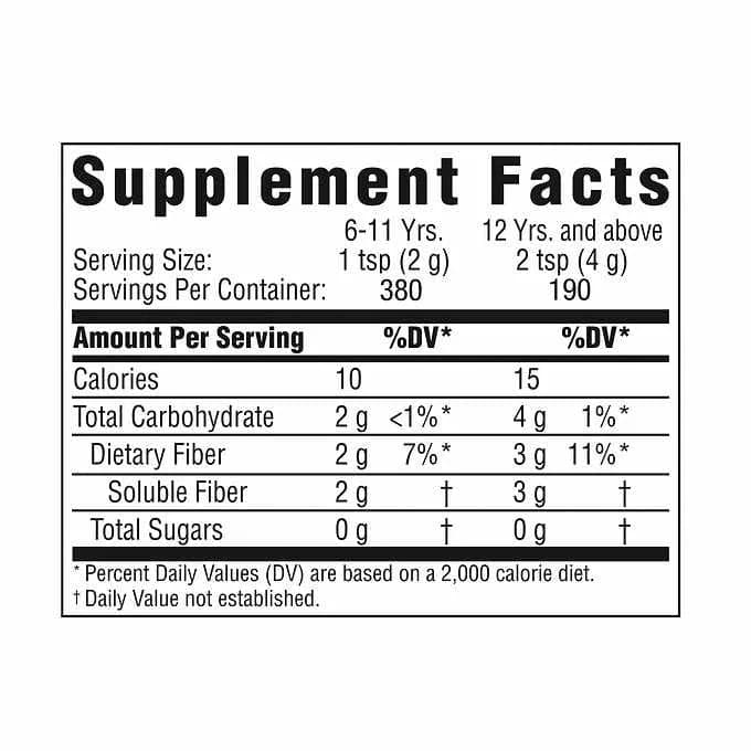 Benefiber Sugar Free Fiber Supplement Powder 722g (25.5 oz) | 190 Servings, Unflavored, Gluten-Free thumbnail 8