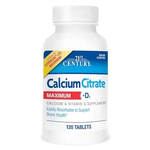 21st Century Calcium Citrate Plus D Maximum Caplets, 120 Count (630 mg Calcium / 500 IU D3) | Bone Health Support thumbnail 1