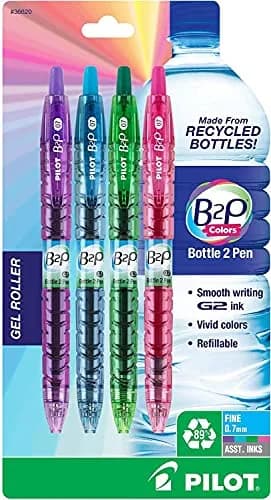 Pilot B2P Colors Gel Pen, Fine Point 0.7mm Assorted Colors | Eco-Friendly Recycled Plastic thumbnail 1