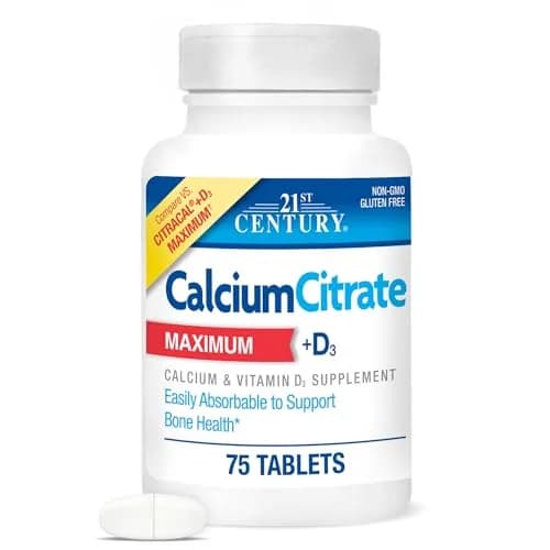 21st Century Calcium Citrate Plus D Maximum Caplets, 75 Count | Bone Health Support with Vitamin D3 thumbnail 1