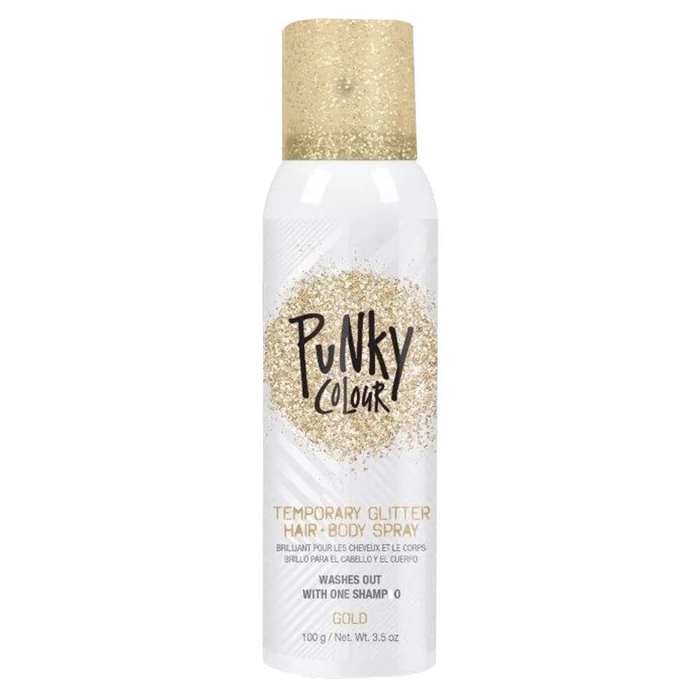 Jerome Russell Punky Silver Glitter Spray 3.5 oz | Sparkly Hair & Body Color for Kids & Adults — Gold
