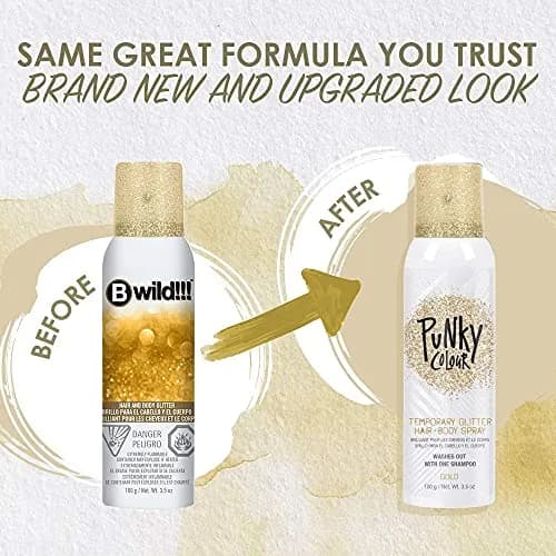 Jerome Russell Punky Gold 3.5 oz Glitter Spray | Adds Shimmery Glow, Hair & Body, Kids & Adults thumbnail 2