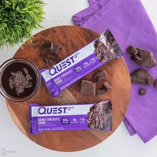 Quest Nutrition Double Chocolate Chunk Protein Bars 60g (2.12oz) | 20g Protein, 3g Net Carbs, Gluten-Free thumbnail 4