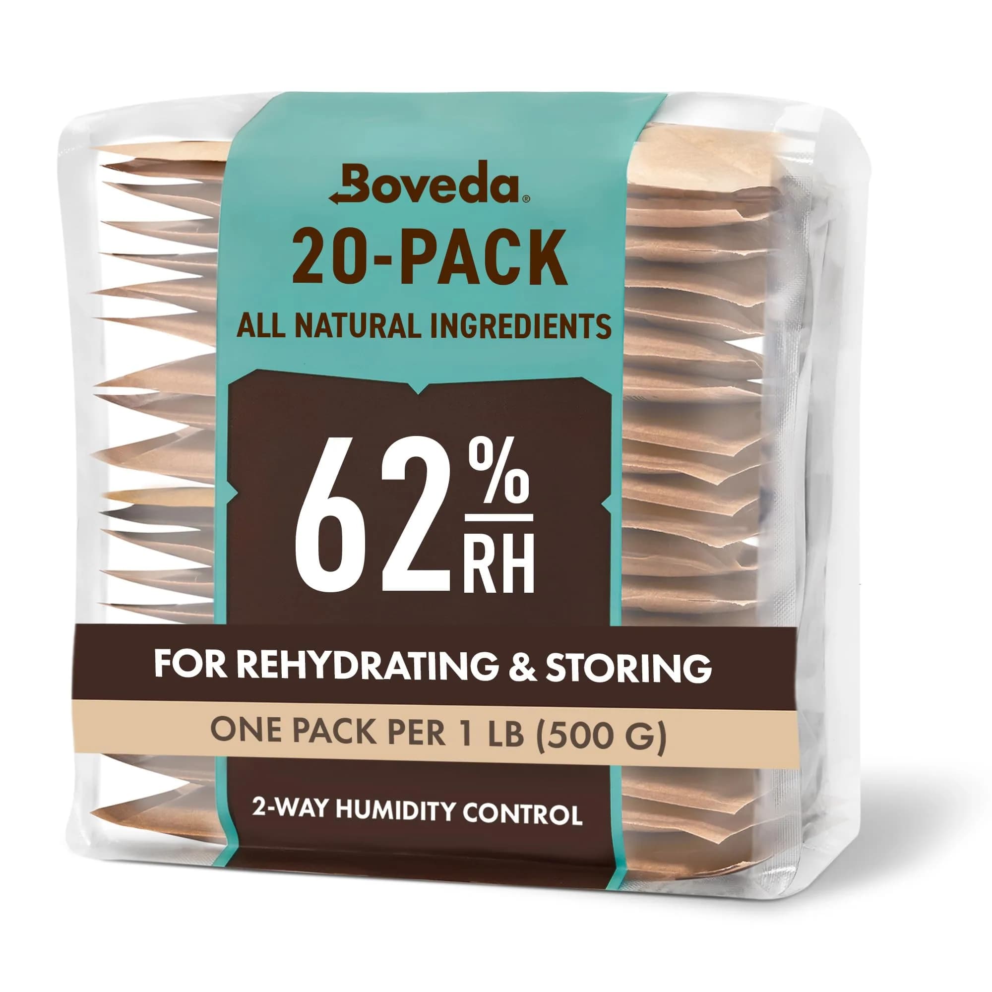 Boveda Humidity Control Pack 62% RH Size 67, 1 lb Capacity | Maintains Perfect Humidity for Herbal Medicine — ReFresh 62% / 1 Pound