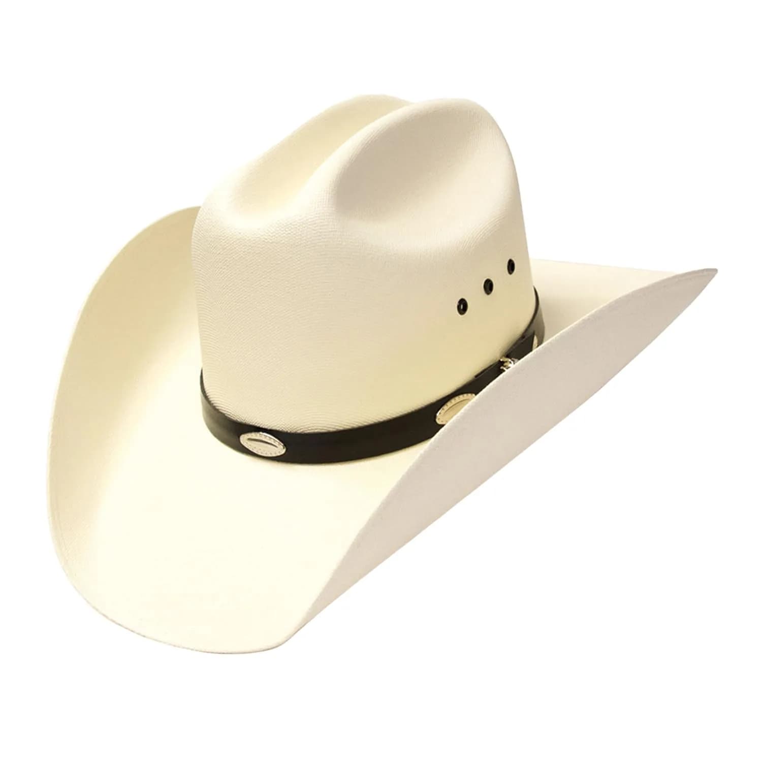 Western Express Natural Straw Cowboy Hat for Men and Women | Cattleman Style with Black Hat Band and Silver Conchos