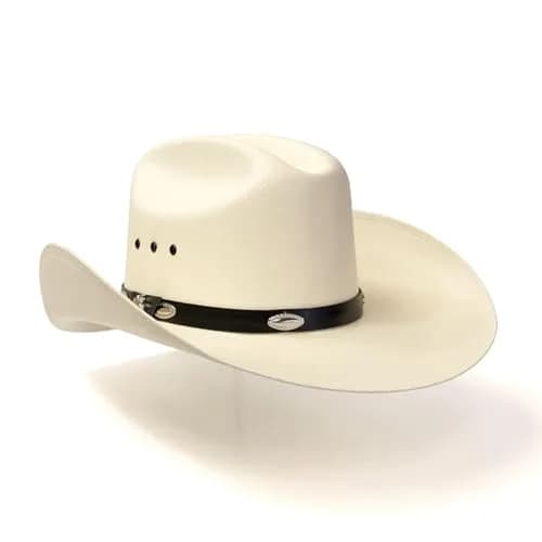 Western Express Natural Straw Cowboy Hat for Men and Women | Cattleman Style with Black Hat Band and Silver Conchos thumbnail 2