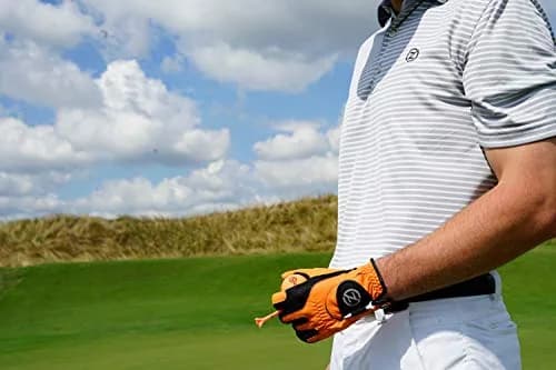 Zero Friction Men's Golf Glove, Left Hand, One Size, Orange | All-Weather Synthetic Grip & Comfort thumbnail 4