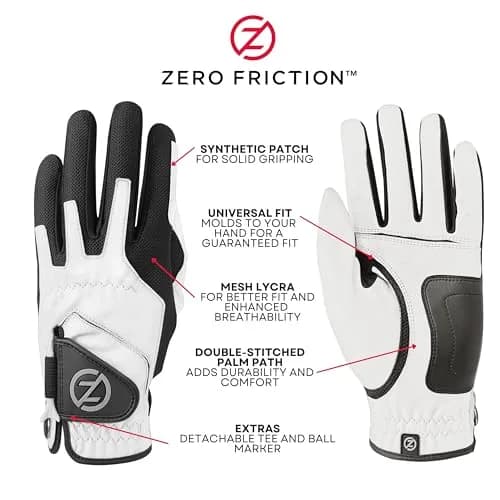 Zero Friction Men's Golf Glove, Left Hand, One Size, Lime Green | All-Weather Breathable Synthetic thumbnail 3