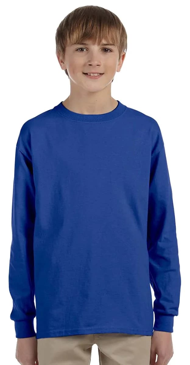 Jerzees Youth 5.6 oz. DRI-POWER® ACTIVE Long-Sleeve T-Shirt Royal Medium | Moisture-Wicking Active Tee - main product image