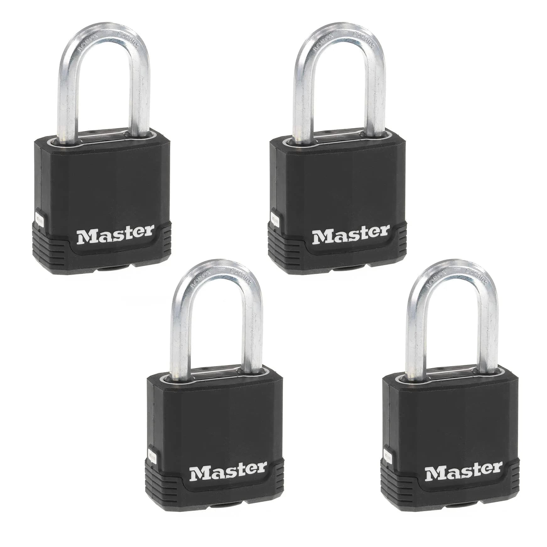 Master Lock Magnum Outdoor Padlock 4-Pack, M115XQLF | Heavy-Duty Steel Body & Boron Shackle