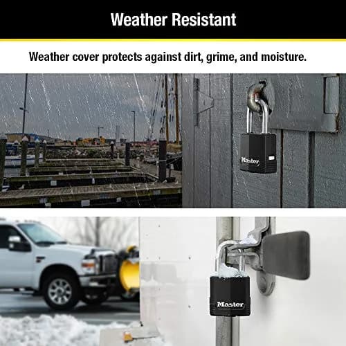 Master Lock Magnum Outdoor Padlock 4-Pack, M115XQLF | Heavy-Duty Steel Body & Boron Shackle thumbnail 4