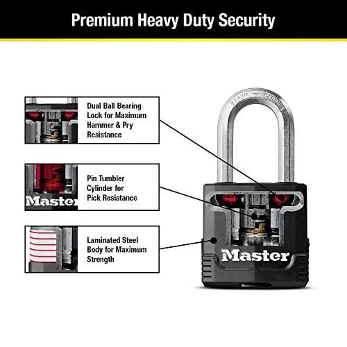 Master Lock Magnum Outdoor Padlock 4-Pack, M115XQLF | Heavy-Duty Steel Body & Boron Shackle thumbnail 5