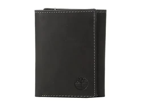 Timberland Men's Leather Trifold Wallet Black (Hunter) 10.8cm x 8.9cm | Genuine Italian Leather thumbnail 1