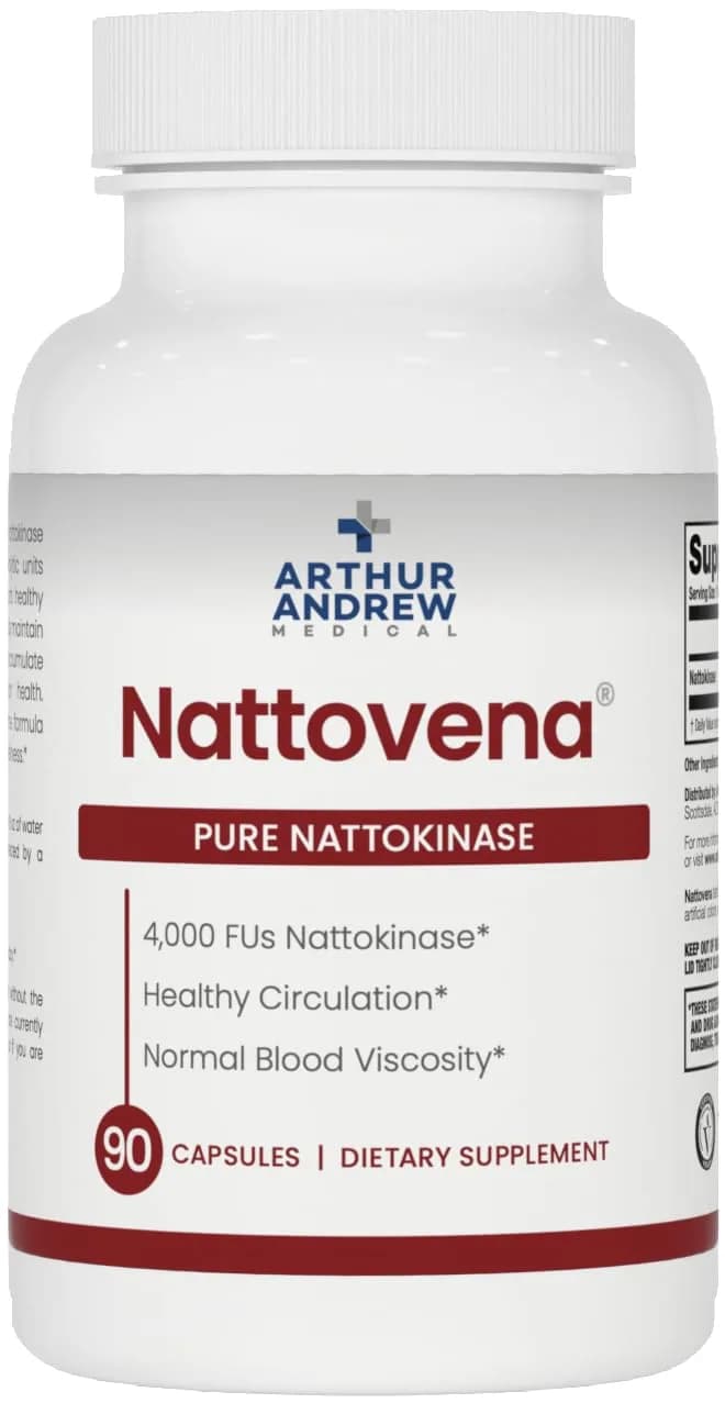 Arthur Andrew Medical Nattovena Pure Nattokinase 4000 FU 90 Capsules | Cardiovascular Support & Healthy Blood Flow — Capsule