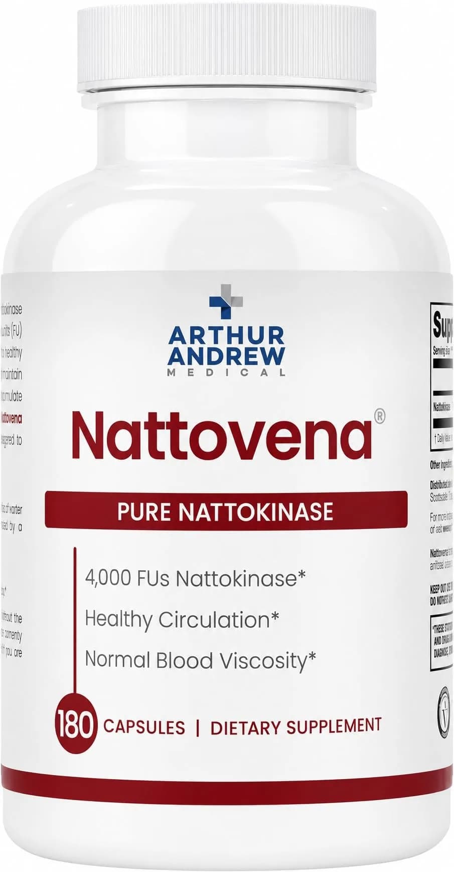 Arthur Andrew Medical Nattovena Pure Nattokinase 4000 FU 180 Capsules - main product image