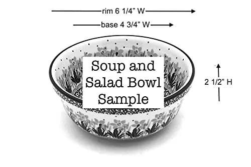 Polish Pottery Bowl - Salad - Peach Spring Daisy | Handmade Polish Stoneware for Soup & Salad thumbnail 3