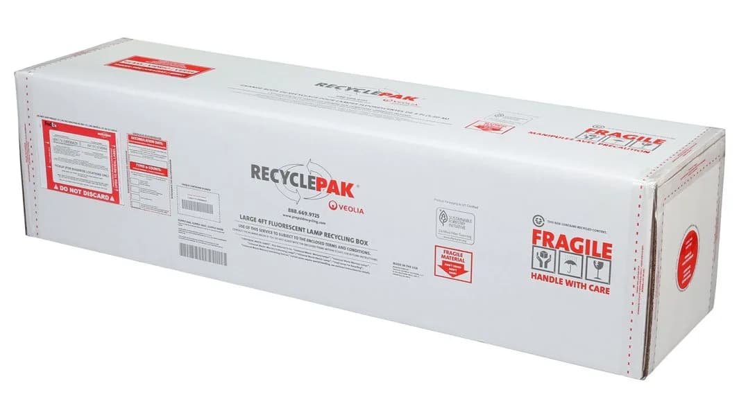 Veolia Recyclepak Prepaid Large Lamp Recycling Box | Holds 68 T12 or 146 T8 Fluorescent Lamps - main product image