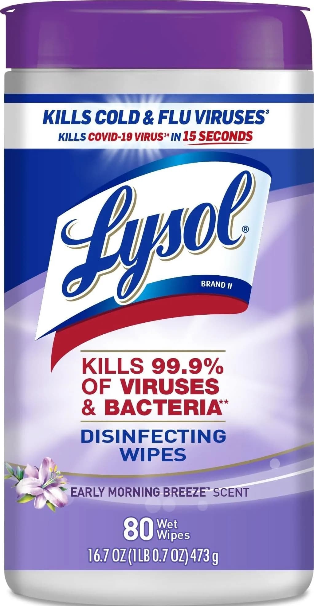 Lysol Disinfecting Wipes Multi-Surface Cleaner Morning Breeze 80 ct. | Kills 99.9% of Viruses & Bacteria
